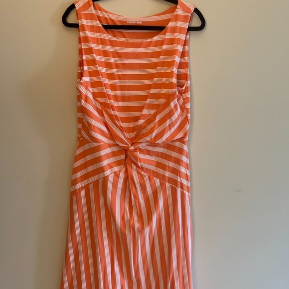 Lands' End Women's Cotton Modal Boatneck Twist Dress - Picture 3 of 5